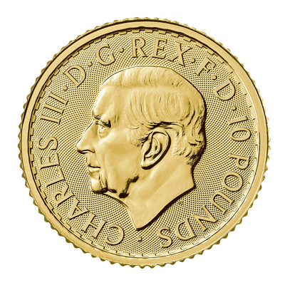 A picture of a Pièce d’or Britannia de 1/10 oz à l’effigie du roi Charles (2023)